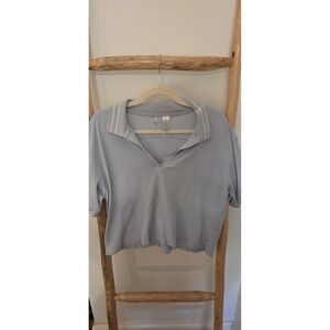 Calia by Carrie Underwood‎ Seamless Polo Light Blue Cropped